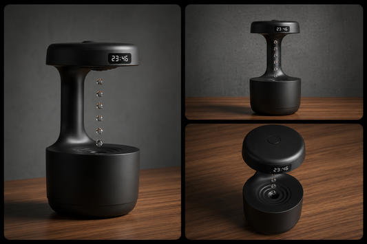 LevitaStream: Anti-Gravity Levitating Water Droplet Humidifier & Desk Clock