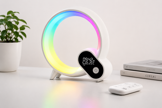LuminaQ: Smart RGB Atmosphere Night Light & Digital Desktop Clock